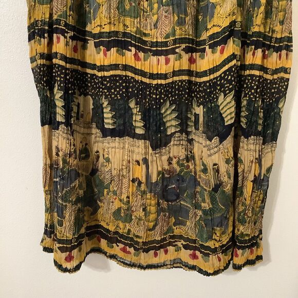 Gold Star Vintage Bohemian Hippie Indie Asian Inspired Wearable Art Maxi Skirt - Picture 3 of 8